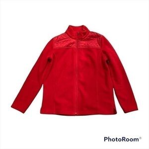 Talbots Cherry Red Fleece Zip Up Jacket Size SP